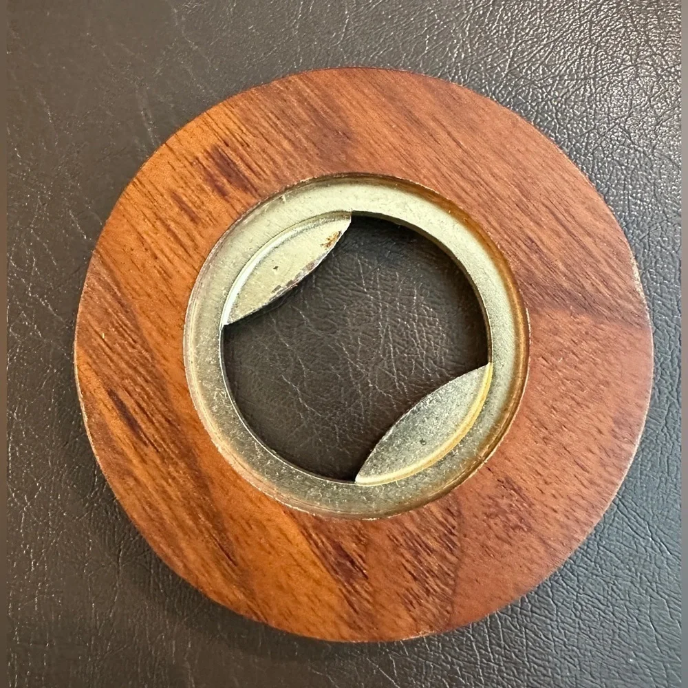 Wood & Gold Round Bottle Opener – Modern Bar Tool